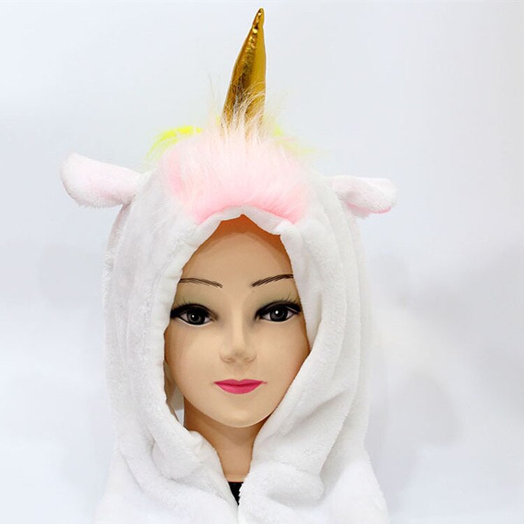 SELLWORLDER niñas lindo sombrero 30 cm * 22 cm unicornio bebé invierno cálido bufanda y sombrero y conjunto de guantes: white