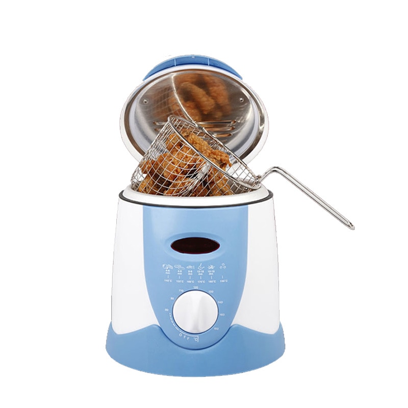 Sartén multifuncional sin humo, Mini freidora eléctrica de aceite de 0.9L, horno de patatas fritas, pollo a la parrilla, máquina de olla de pescado fritado, UE