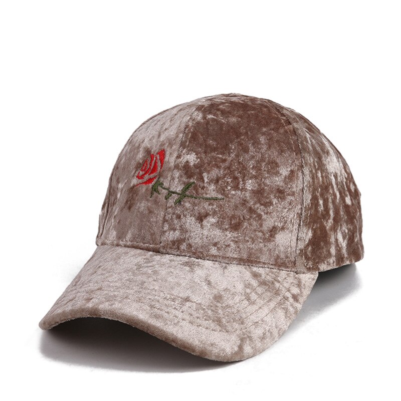 Sammet keps kvinna ros broderade keps casual utomhus snapback kepsar: Färg 3