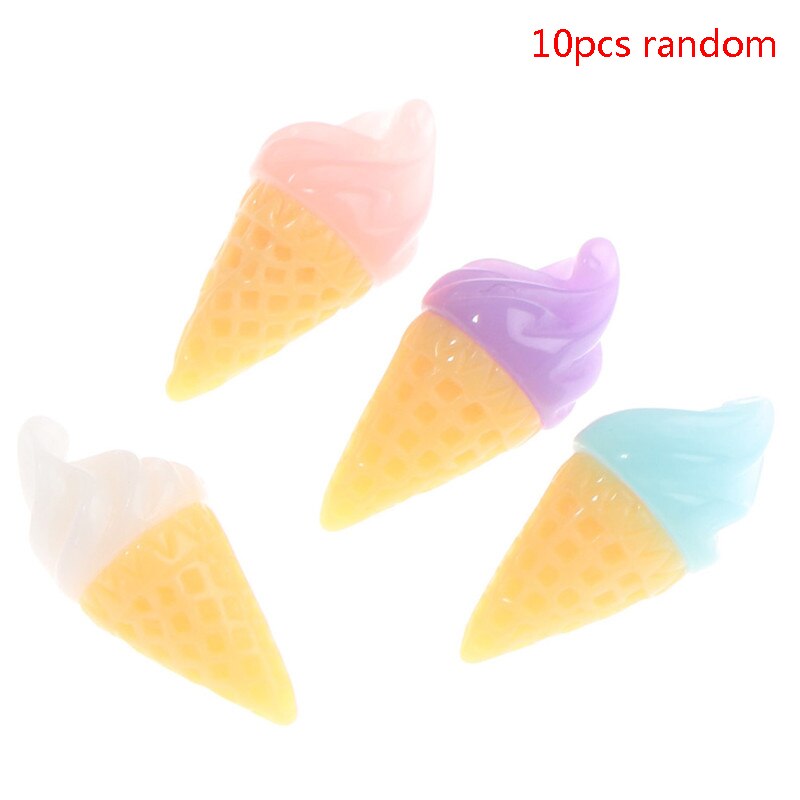 10 Uds. De conos de helado de resina en miniatura, suministros DIY, accesorios, juguetes para juego de imitación: MC
