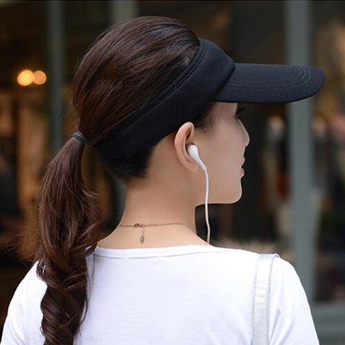 Verstelbare zonnehoed voor dames, effen sportpet met mesh klep, tennis- en golfstrandhoed