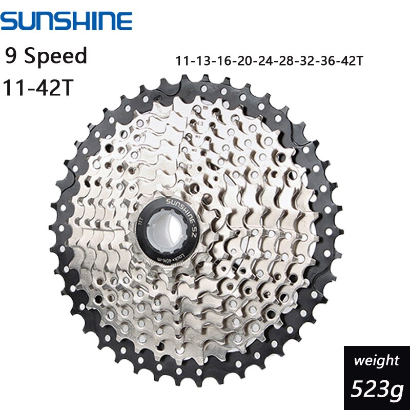 Sunshine 8/9/10/11/12s nopeus vapaapyörä 32/36/40/42/46/50t mtb kasetti vapaarata leveyssuhde maastopyörä polkupyörän vauhtipyörä: 9 nopeutta 11-42t