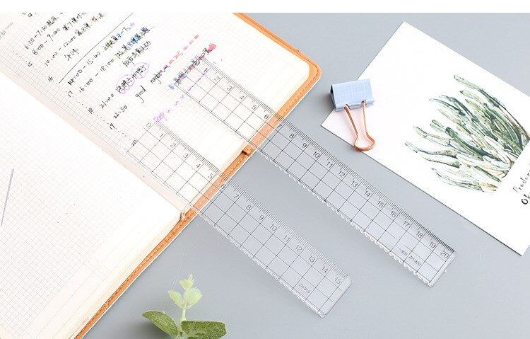 1 Pc Transparent Simple Style Plastic Ruler Student Office Stationery Drawing School Supplies
