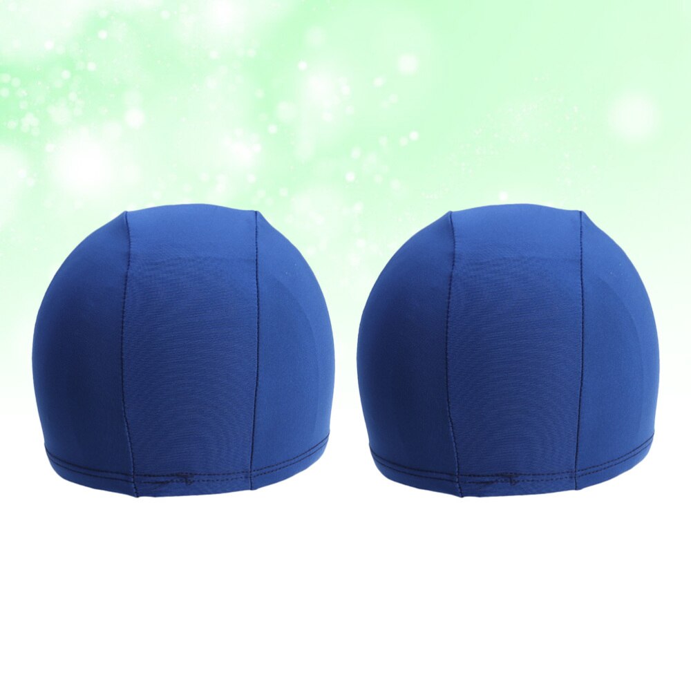 2pcs Stretchable Simple Polyester Swim Caps Unisex Swimming Cap Comfortable Fit Swimming Caps Shower Caps for Adults: Blue