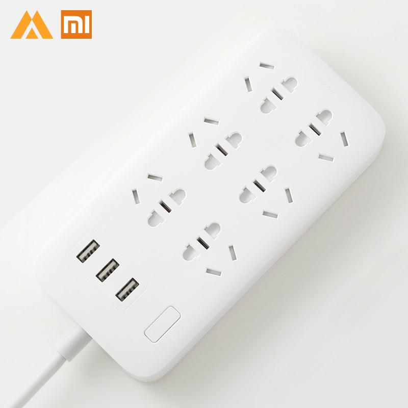 Original Weiß Xiaomi Mijia Energie Streifen 6 Steckdosen Mit 3 5 V 2.1A Schnelle Ladung USB Häfen Ladung Energie Streifen für Höhle Täglichen Gebrauch