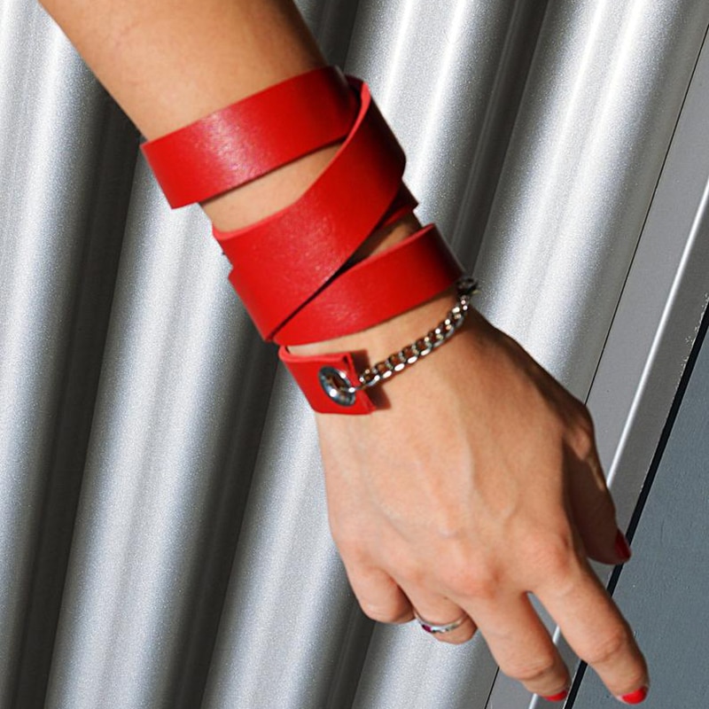 Yd & Ydbz Lederen Armband Voor Vrouwen Lederen Sieraden Rode Ketting Armbanden Punk Bohemen Sieraden Mode Accessoires