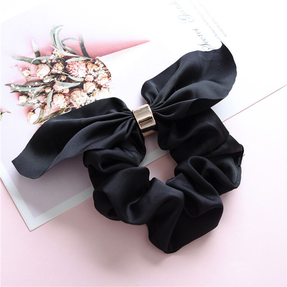 Kvinnor håraccessoarer hår scrunchie rosetter hästsvanshållare hårband godis färg rosett knut scrunchy flickor hårslipsar: Svart