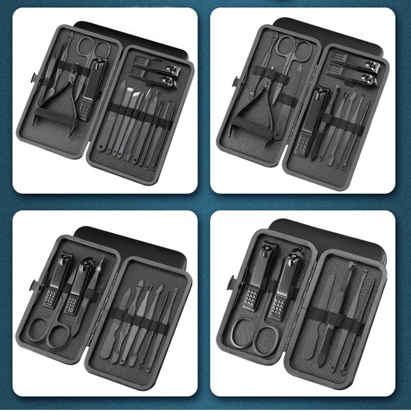 Nail Scissors Tool 7/10/12/16/18Pcs Stainless Steel Scissors Nail Professinal Nail Household Ear Spoon Clipper Bail Scissors Set