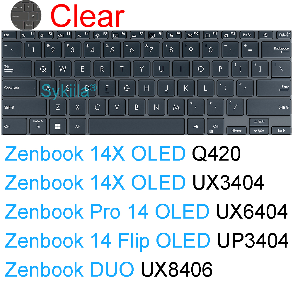 Tastaturabdeckung für ASUS Zenbook 14 OLED kippen Profi UX3406 UX3405 UX3404 hoch3404 UX6404 Q420 UX5401 Silikon-Schutzhülle: Blau