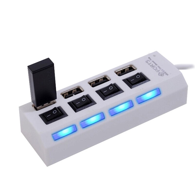 Répartiteur de Hub USB 1.1USB 4 ports 480Mbps avec interrupteur marche/arrêt séparé avec câble USB pour PC/ordinateur portable/appareil photo/souris/disque dur