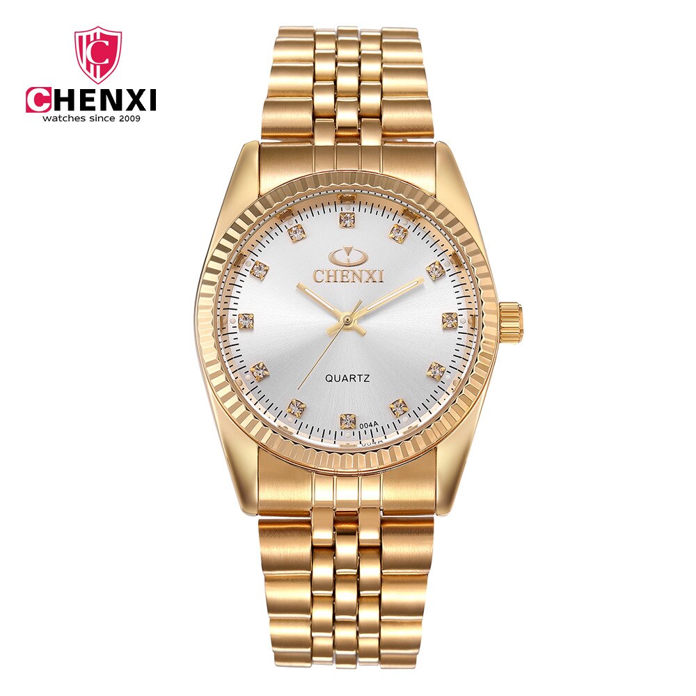 Chenxi – montre de luxe en acier inoxydable pour hommes et femmes, horloge dorée, à Quartz, à la , , 004a