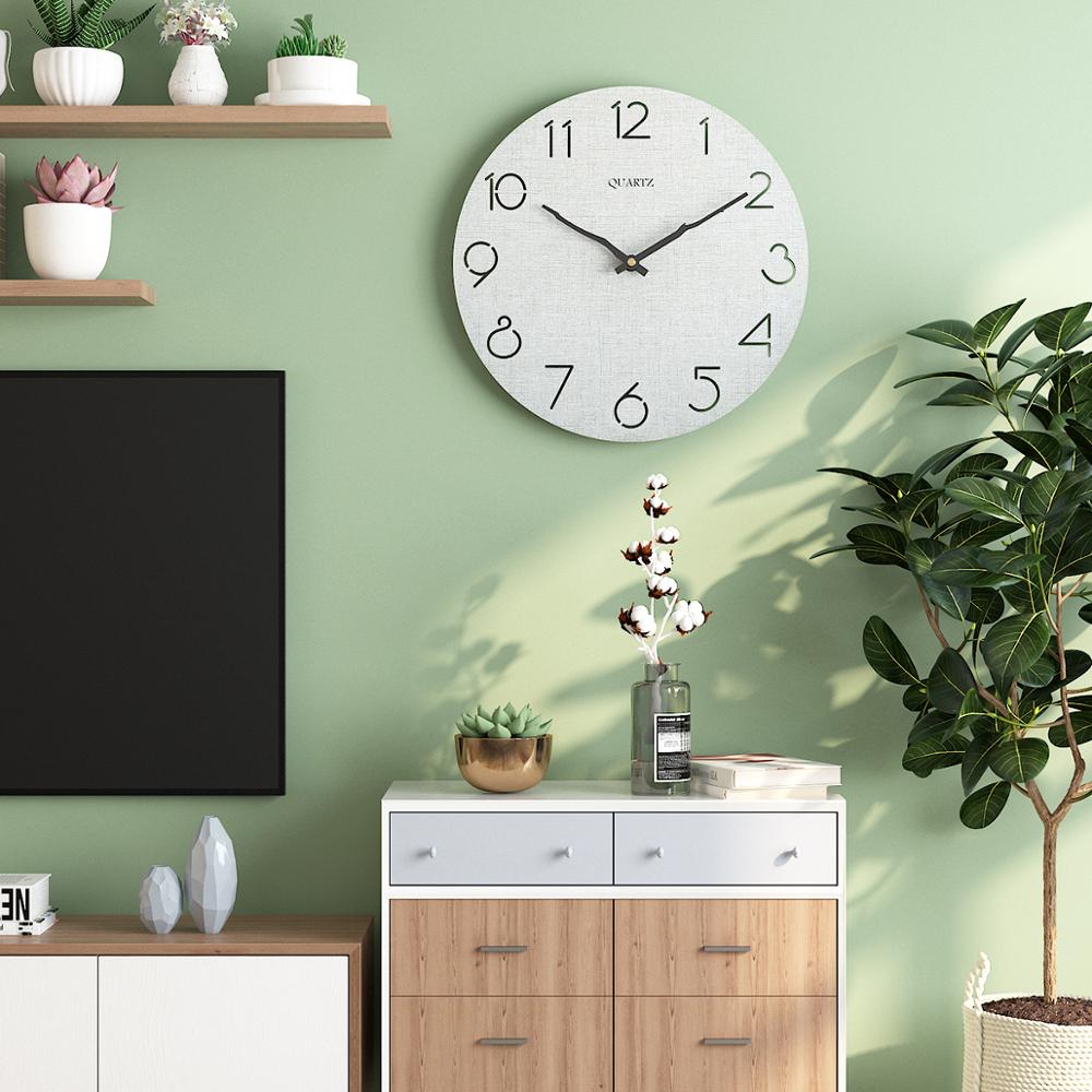 Horloge murale en bois 12 pouces | Montre de salon, nordique moderne, horloge de cuisine 3D, montre murale creuse, décoration de maison