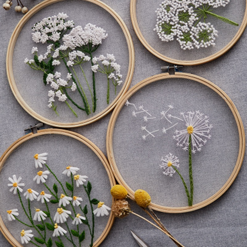 DIY Embroidery Kit With Instructions For Starter Home DIY Embroidery 1 Set Thread With Embroidery Hoops Home Decoration