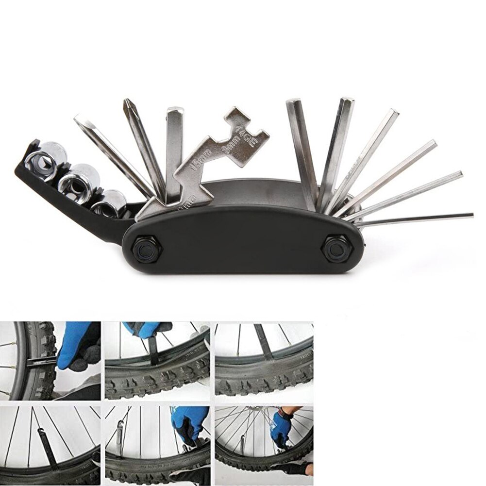 Multifunctionele Fiets Reparatie Tools Stalen 16 In 1 Kit Fietsen Vouwen Moersleutel Fiets Gereedschap