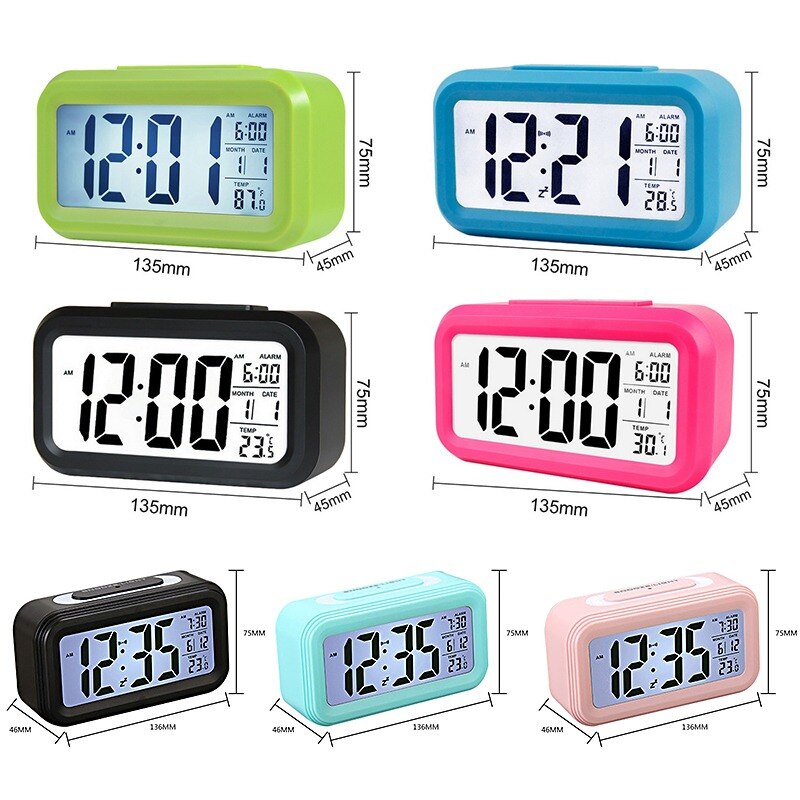 Alarma Digital LED reloj relij de mudo calendario electrónica escritorio luz Mesa Relojes de pared escritorio reloj