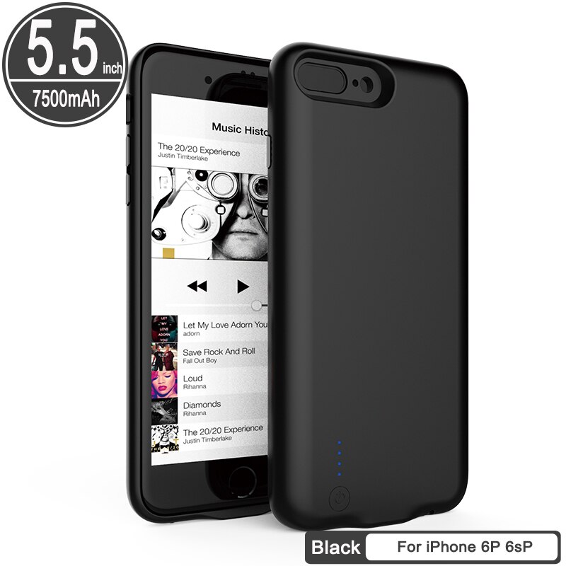 JAVY etui na ładowarkę do iPhone 6 6S 7 8 Plus przenośna ładowarka do banku mocy Ultra Slim Powerbank do ładowania: BU7500mAh i6P i6sP