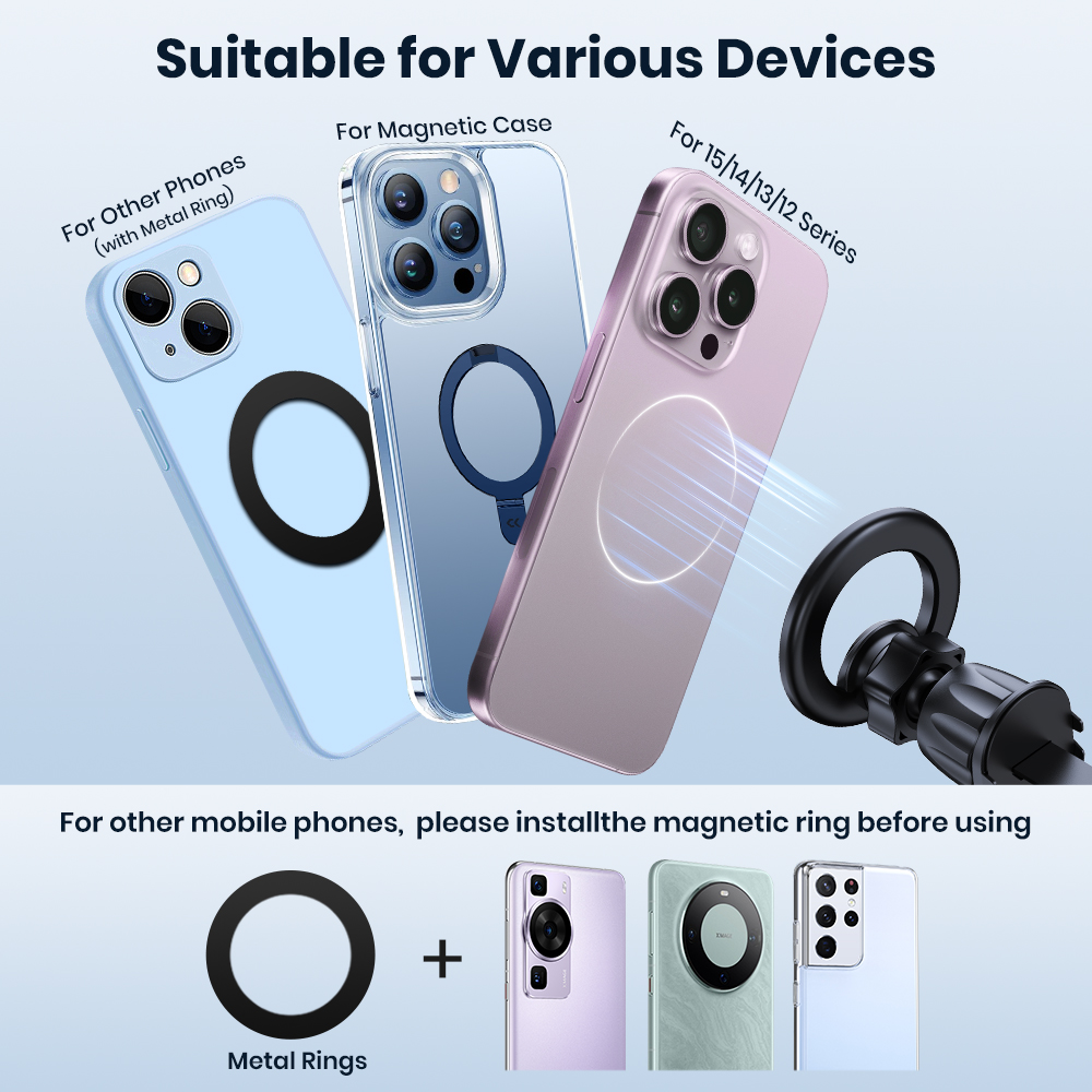 TOPK voor Magsafe autohouder, magnetische telefoonhouder voor auto-ontluchter telefoonhouder 360 ° Rotatie telefoonhouders voor iPhone 15