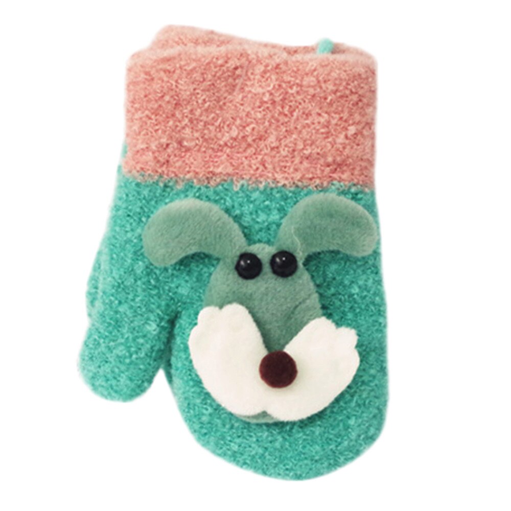 de noël enfant en bas âge bébé mignon épaissir couture filles chaudes garçons d'hiver sangles gants 27: vert militaire