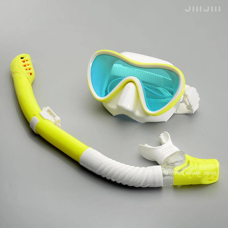 JUNHAIINS Professioneel siliconen duikmasker Ademhalingsbuis Anti-condens Gehard glas Zwemmen Snorke Set voor watersport: Licht Groen