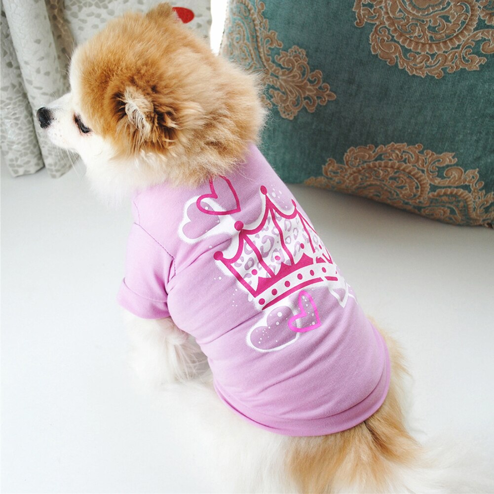 Hond Kleren Kleine Honden XS-L Chihuahua Kleding Kleding Huisdier Vest Puppy Hond Jas Prinses Gedrukt Katoenen T-shirt Huisdieren Kleding