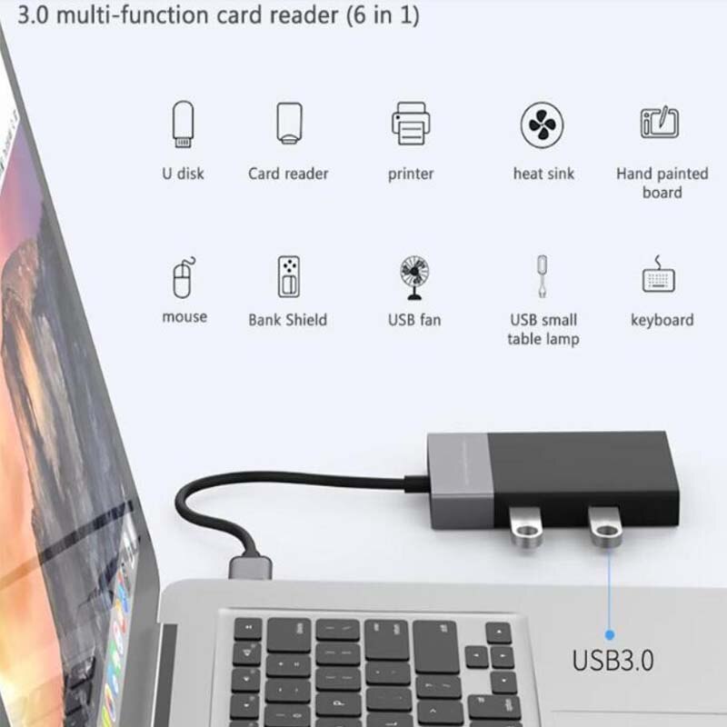 Free-Driver 6in1 Multi USB 3.0 HUB Card Reader USB 3 To CF XQD SD TF Memory Card Reader writer OTG Adapter For Win Vista Mac PC