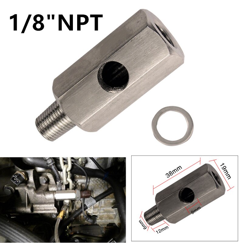 Rustfrit stål 1/8 '' bspt olietrykføler tee til npt adapter turbo feed line gauge t turbo stik joint auto tilbehør