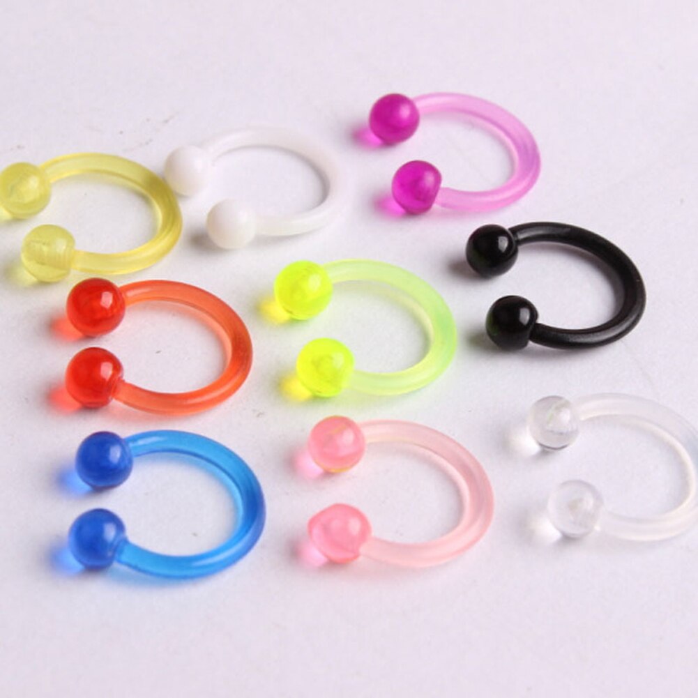 1 pièces acrylique nez anneaux Tragus Helix boucles d'oreilles nez cerceau anneau corps bijoux Piercing unisexe jauge nez cerceau Piercing boucles d'oreilles: pink