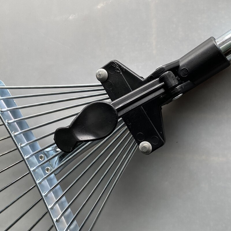 Adjustable 15 Teeth Steel Wire Garden Lawn Rake Agricultural Tools Stainless Steel Deciduous Rake Outdoor Round Head Grass Rake