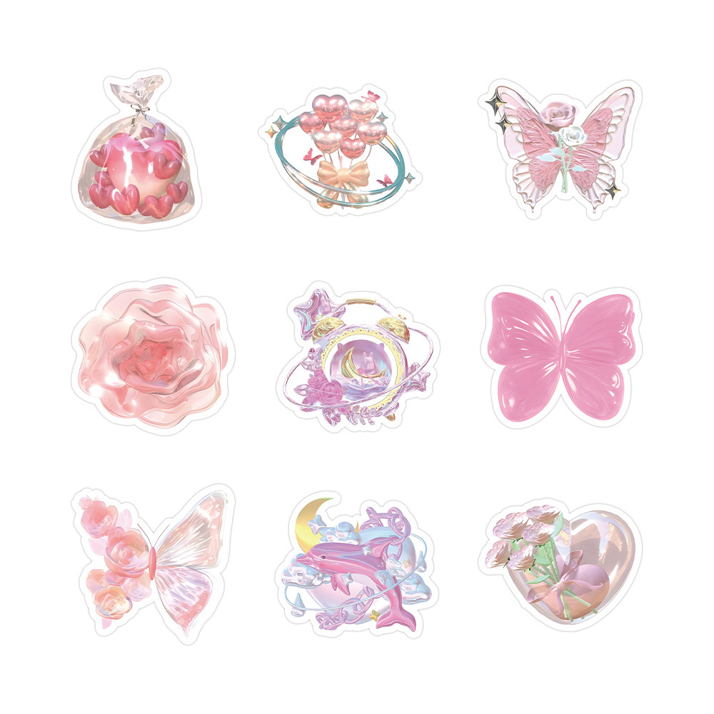 10/30/60pcs Cute Dream Pink Stickers Aesthetic Ins Style Cartoon Decals Skateboard Scrapbook Phone Helmet Car Sticker Waterproof