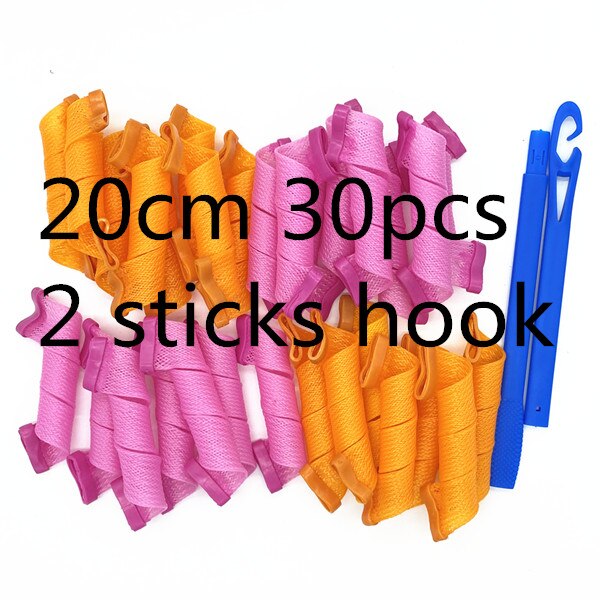 30 pièces, 20/30/50cm Magique leverag cheveux bigoudi spirale boucles à rouleaux Sans Chaleur Bigoudis Couleur Bigoudis Avec style: 20cm 30pcs