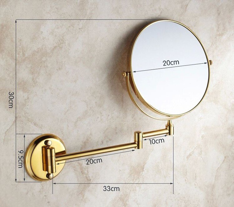 Senducs Gold Bathroom Mirror 8 Inch Brass Bath Mirror Of 3x Magnifying Mirror For Folding Bathrrom Mirrors