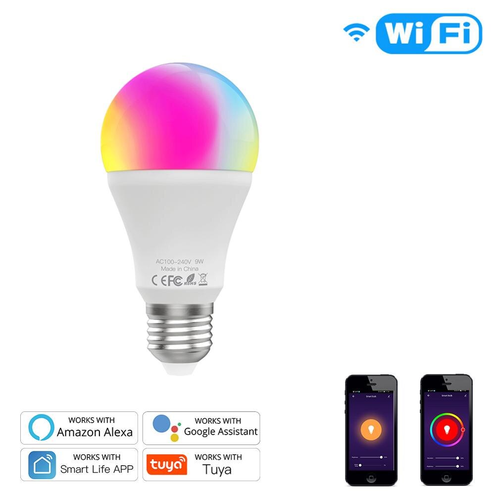 Wifi Smart Led Dimbare Lamp 9W, Rgb, smart Leven Tuya App Afstandsbediening Werk Met Alexa Echo Google Thuis, E27