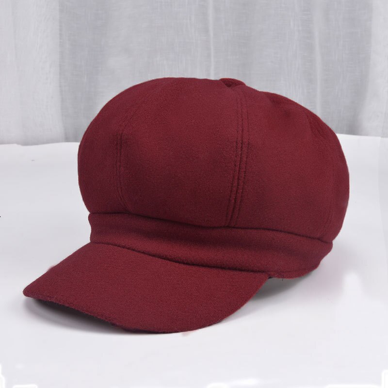 Winter Newsboy Caps Women Newsboy Gatsby Cap Octagonal Baker Peaked Beret Driving Hat Female Hats Painter Tour Cap Fast: Wine
