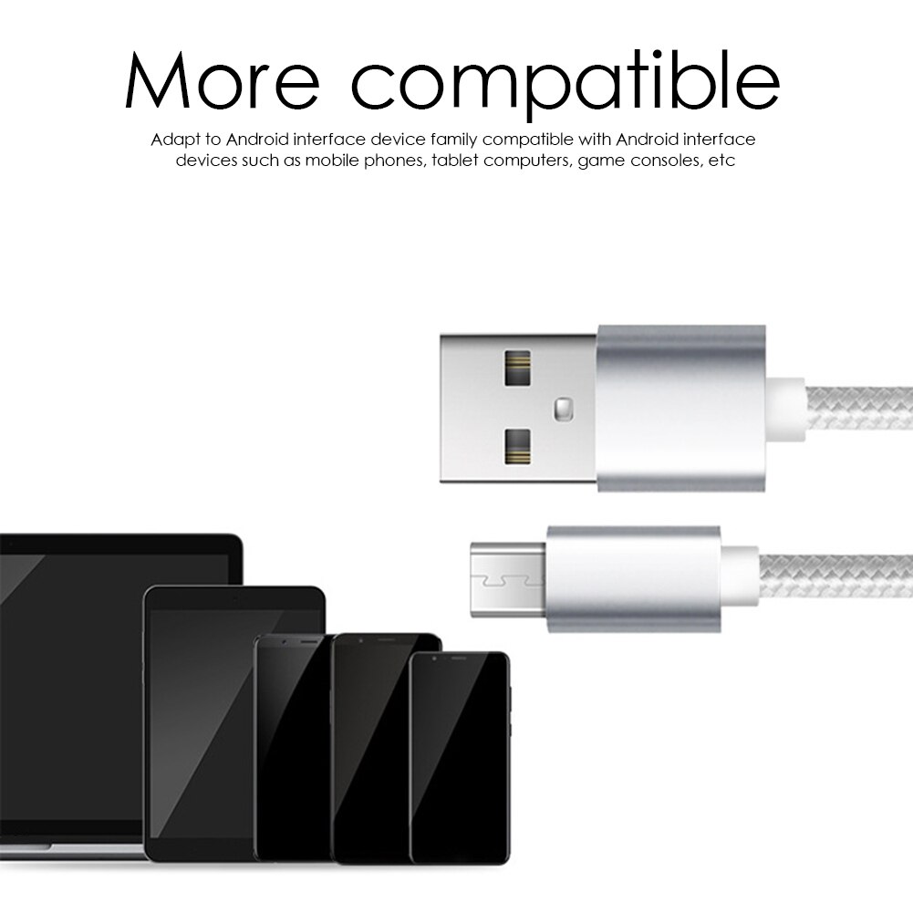 2pcs 6ft High Power Cables Micro USB Nylon Charging Data Cable Android Phone Charge Cord Wire Data Transmission Line