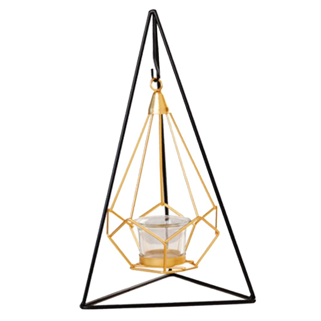 Nordic Stijl Ijzer Geometrische Kandelaars Glas Theelichthouder Thuis Versieren Metal Ambachten Wedding Party Decoratie: Triangle Shape
