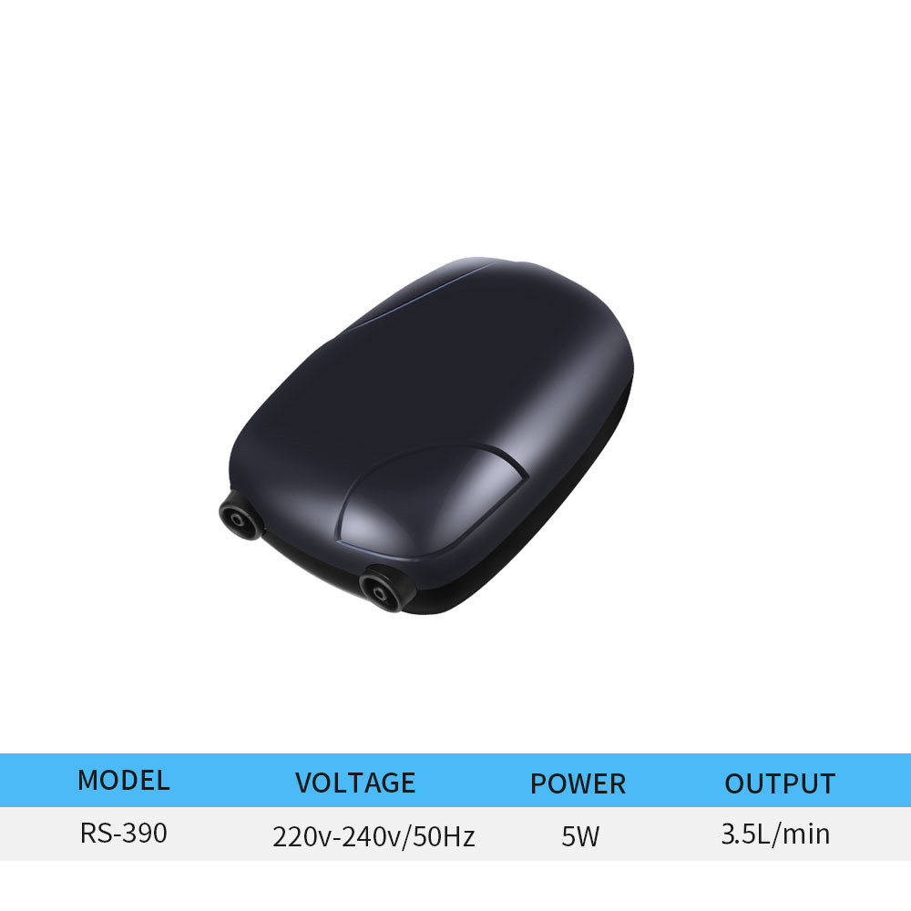 Mini luchtpomp aquarium enkel dubbel gat luchtpomp aquarium stille vis zuurstofpomp met voldoende gasvolume: XS / Black