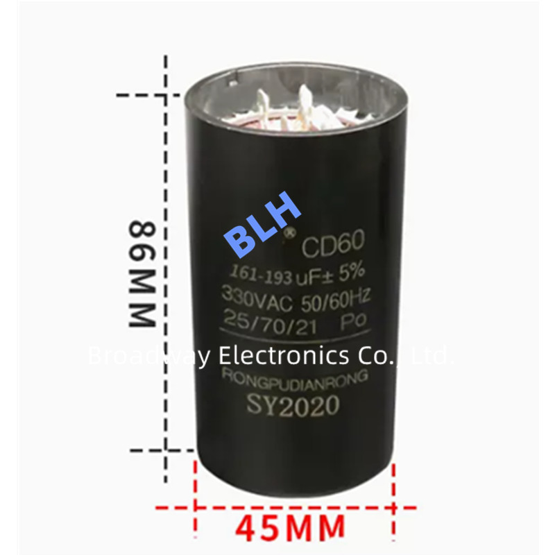 CD60 refrigerator freezer compressor starting capacitor 330V 330VAC 47UF 64UF 75UF 80UF 36-43UF 88-108UF 130-156UF 156UF 53-64UF
