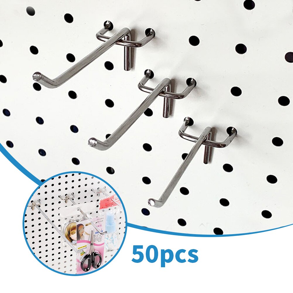 50pcs Shelving For Wall Hanging Retail Display 15cm Steel Lightweight Garage Shop Store Peg Board Hook Pegboard Holder Universal