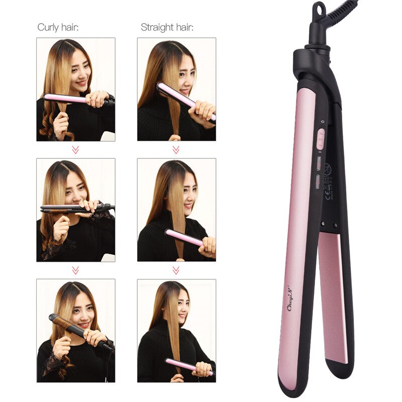 CkeyiN Hair Straightener Tourmaline Ceramic Hair Curling Iron Curler Hair Flat Iron Negative Ion Salon Styling Tool