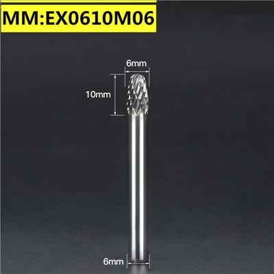1pc solid carbide tungsten steel milling cutter,6mm shank E type Metal electric grinding head,Polishing tool: EX0610M06