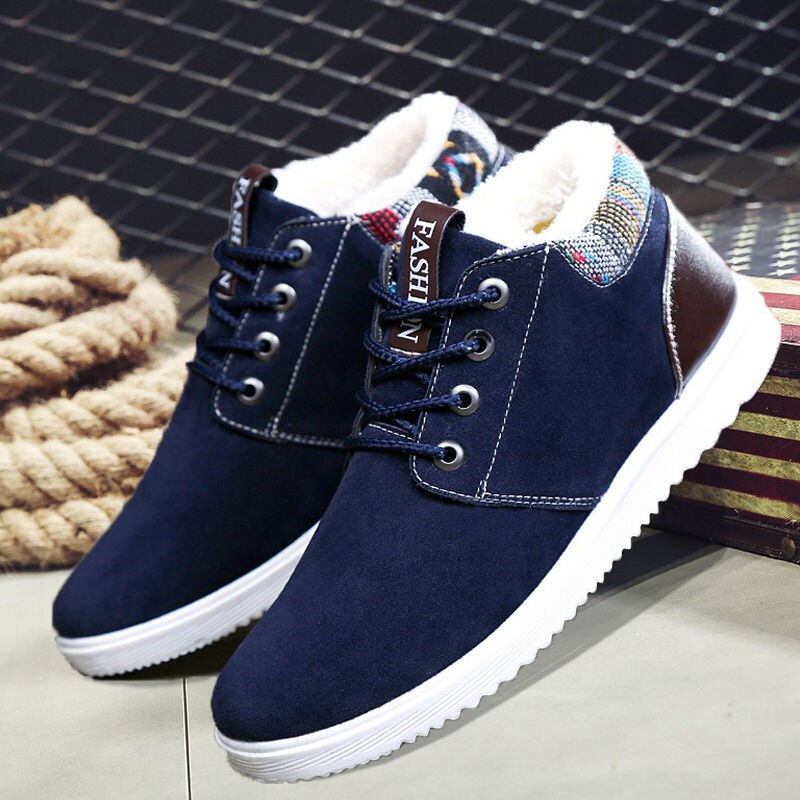 Vinterstøvler til mænd plys varme ankelstøvler herresko man chaussure homme fodtøj herre sneakers plus størrelse 569: Blå / 7