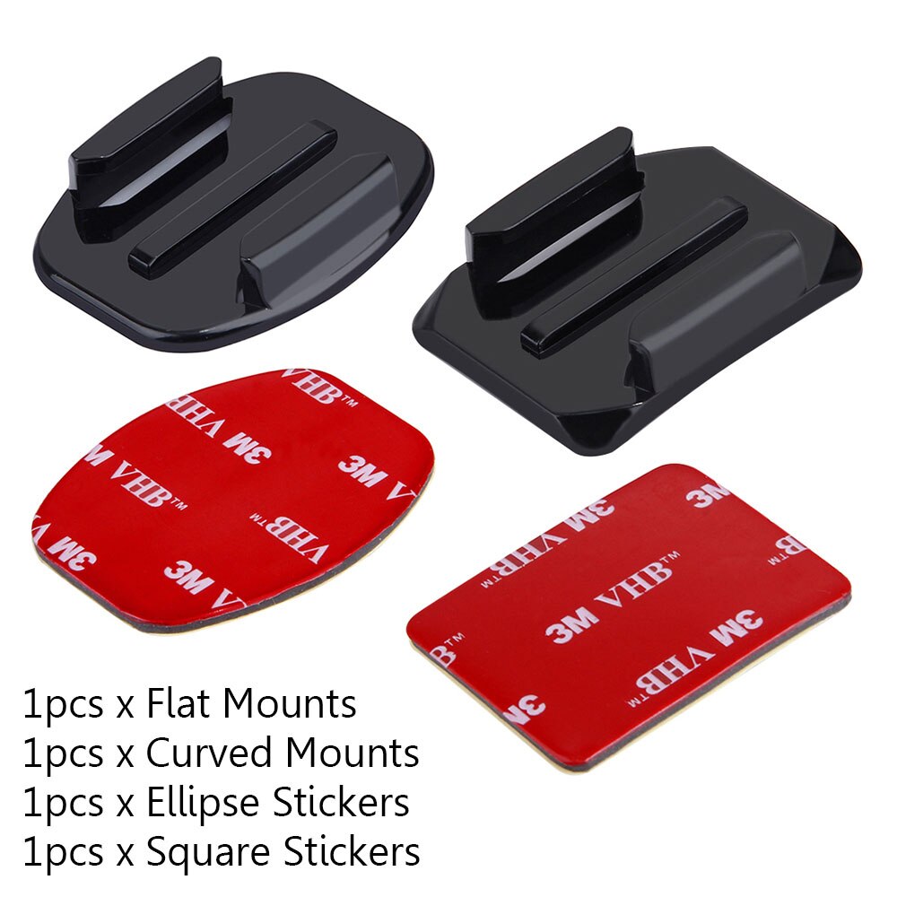 Platte Gebogen Base Mount + Adhesive Stickers Mount voor GoPro Hero 7 6 5 4 Xiaomi Yi 4 K Sjcam sj4000 Eken H9r voor Go Pro Accessoire: 4pcs