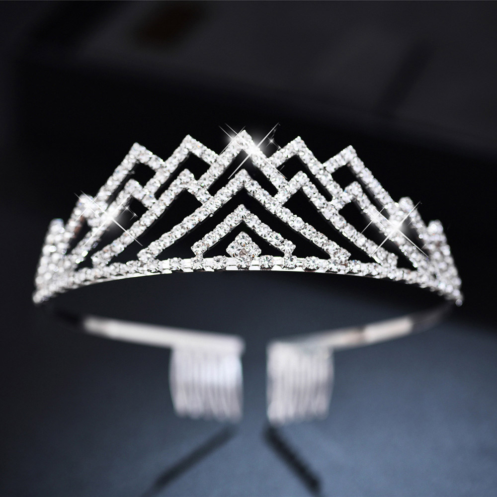 AINAMEISI Rhinestone tiary ślubne opaski do włosów akcesoria kryształowe korony dla kobiet dziewczynki kwiatowe ślubne peruki imprezowe biżuteria: 4