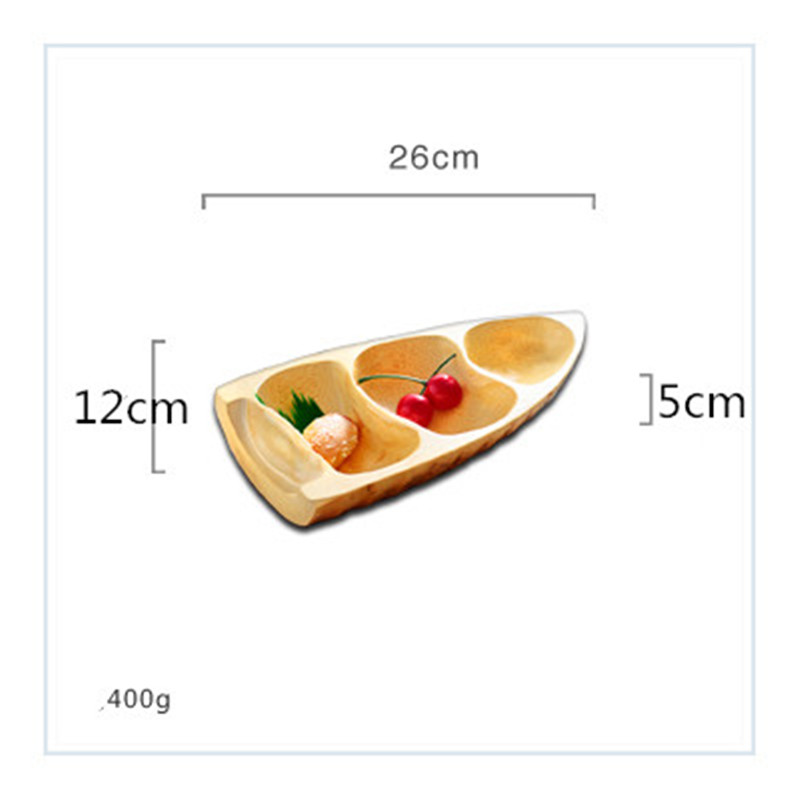 Japansk dekorere tre bambus rot kurv kake frukt sjømat sushi tallerken mat snack tallerken kunstnerisk servise brett: 5