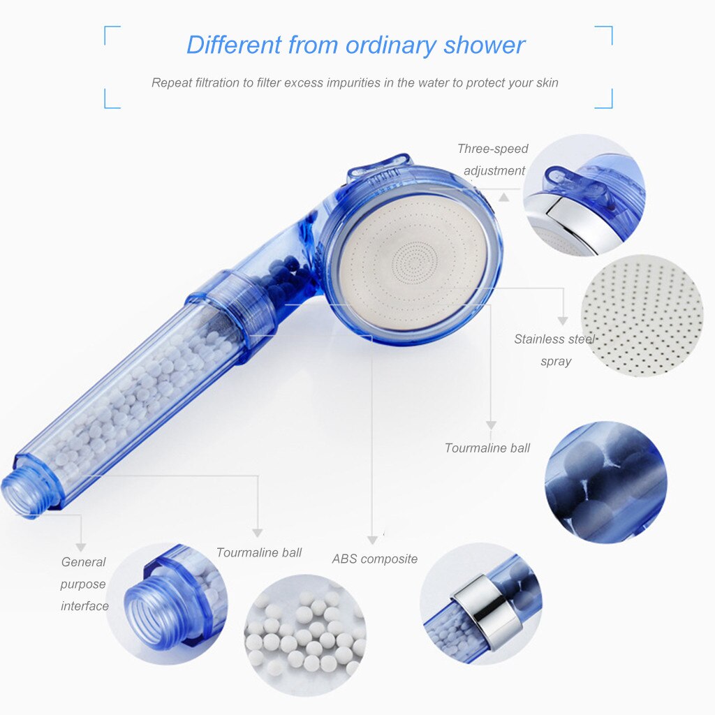Negative Ionic Filtration Shower Head Three Mode Stone Powerfull Boosting Spray Bath Handheld Shower Head 3.31