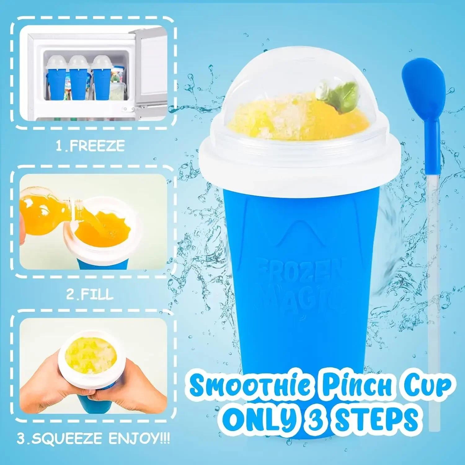 Domowy kubek robić smoothie Szybko mrożjeden lody Butelka na koktajl mleczny Lato DIY Sok mrożony Puchar Zamrożjeden przenośne kubki robić wyciskania Slushie