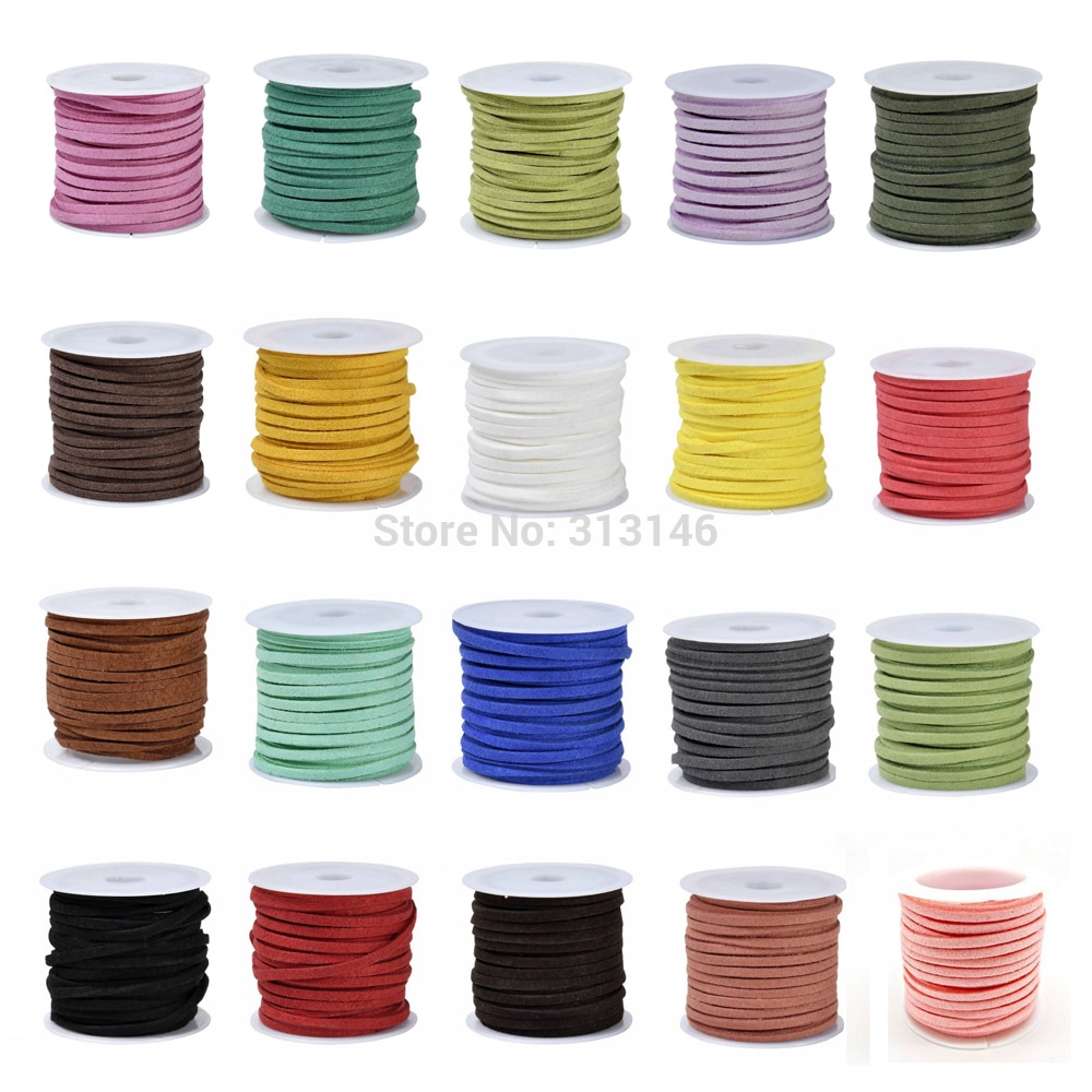 3mm 5M/Roll Flat Faux Suede Cord Leather Lace DIY Handmade Beading Bracelet Necklace Craft Supplies Jewelry Making Thread String