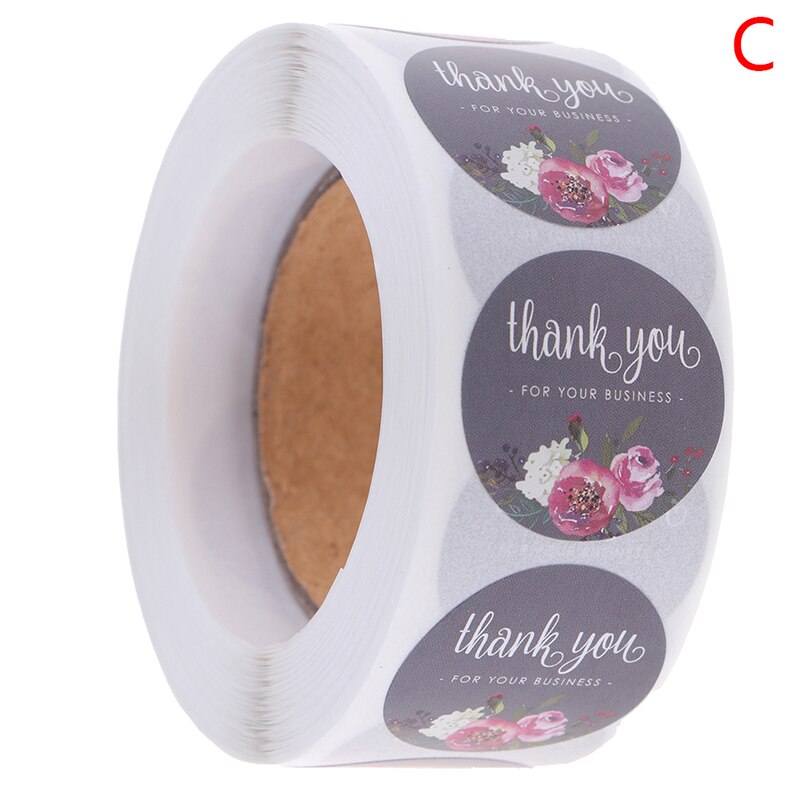 Colorful Thank You Pictures Stickers Seal Labels with Flower Round Envelopes Seal Stickers Office School Accessories: C