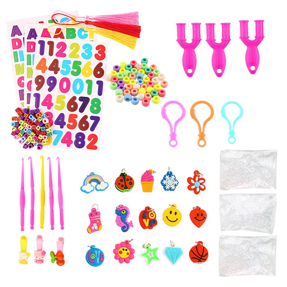 10000pcs Loom Bands Kits Rubber Bands Loom DIY Weave Box Elastic Bracelet Handicraft Kit DIY Color Rubber Girl Toy