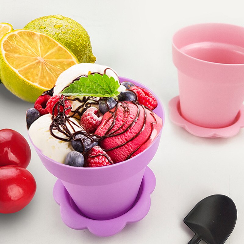 20sets Plastic Pot Cake Pudding Disposable Cups Dessert Fruit Cake Cup For Birthday Wedding Party Pudding Ice Cream Cup With Lid